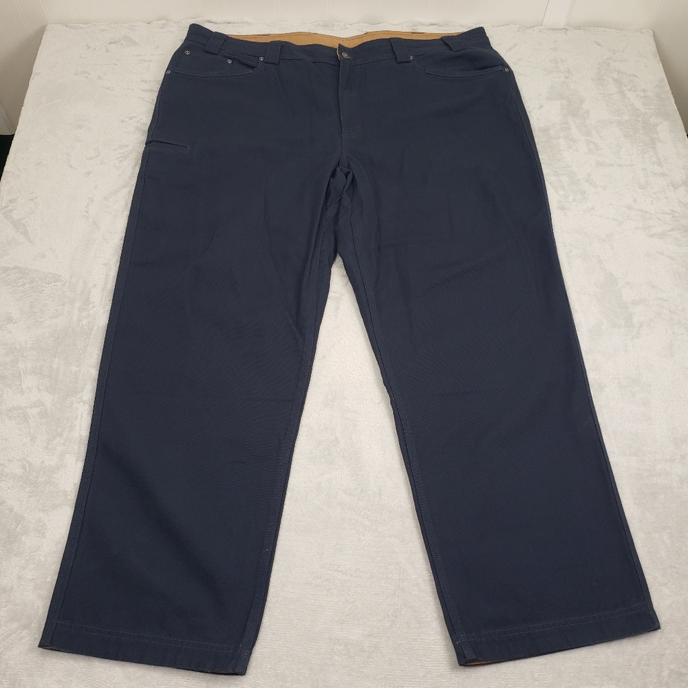 Duluth Trading 46x32 Men's Heavy Duty Duck Canvas Cargo Straigtht Leg Blue Pants